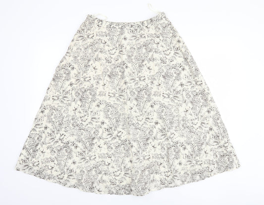 Laura Ashley Women's Ivory A-Line Floral Skirt Size 8