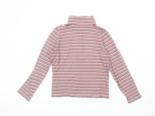 EWM Women's Multicoloured Striped Long Sleeve Roll Neck T-Shirt