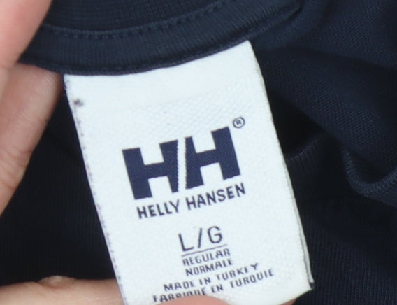 Helly Hansen Men's Blue Logo T-Shirt, L, Cotton