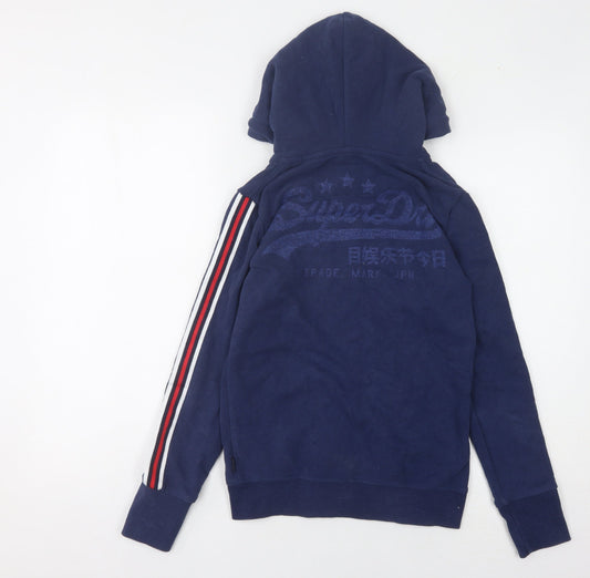 Superdry Women's Blue Full Zip Hoodie Size 4