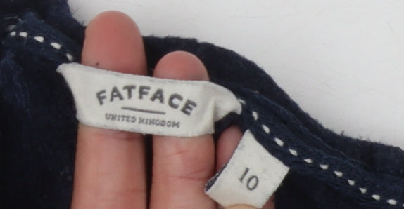 FatFace Women's Blue Basic T-Shirt 10 Short Sleeve