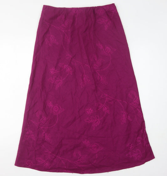 CC Women's Purple Skirt Size 14 Linen Blend