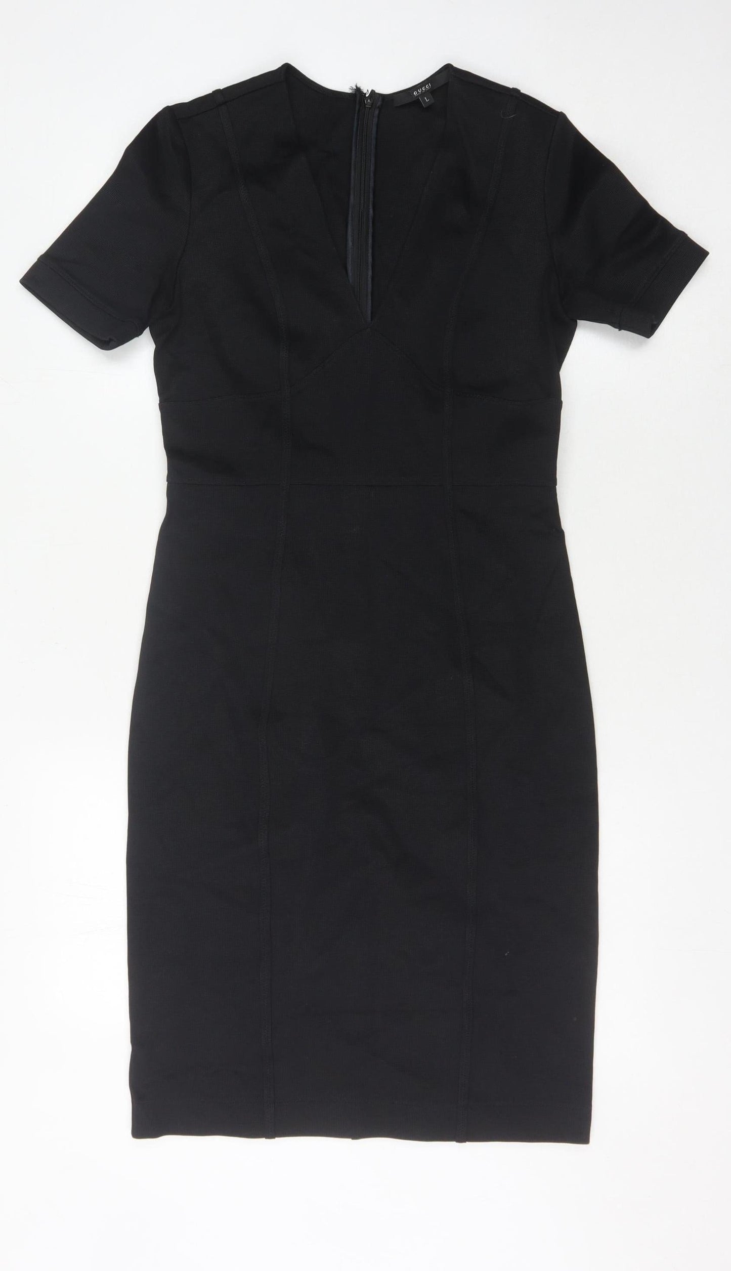 Gucci Women's Black Sheath Dress L Formal V-Neck
