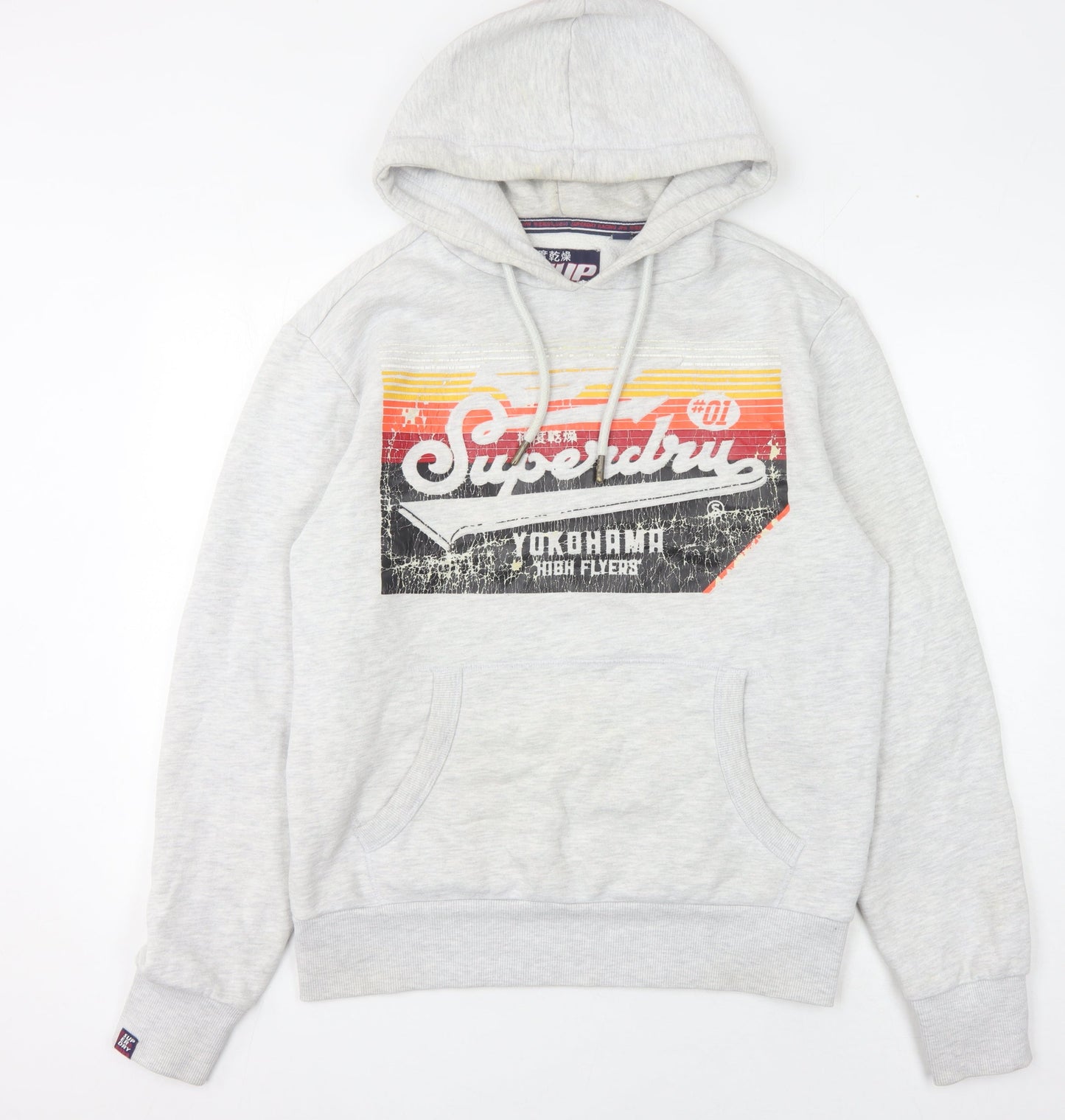 Superdry Men's XL Grey Pullover Hoodie with Logo