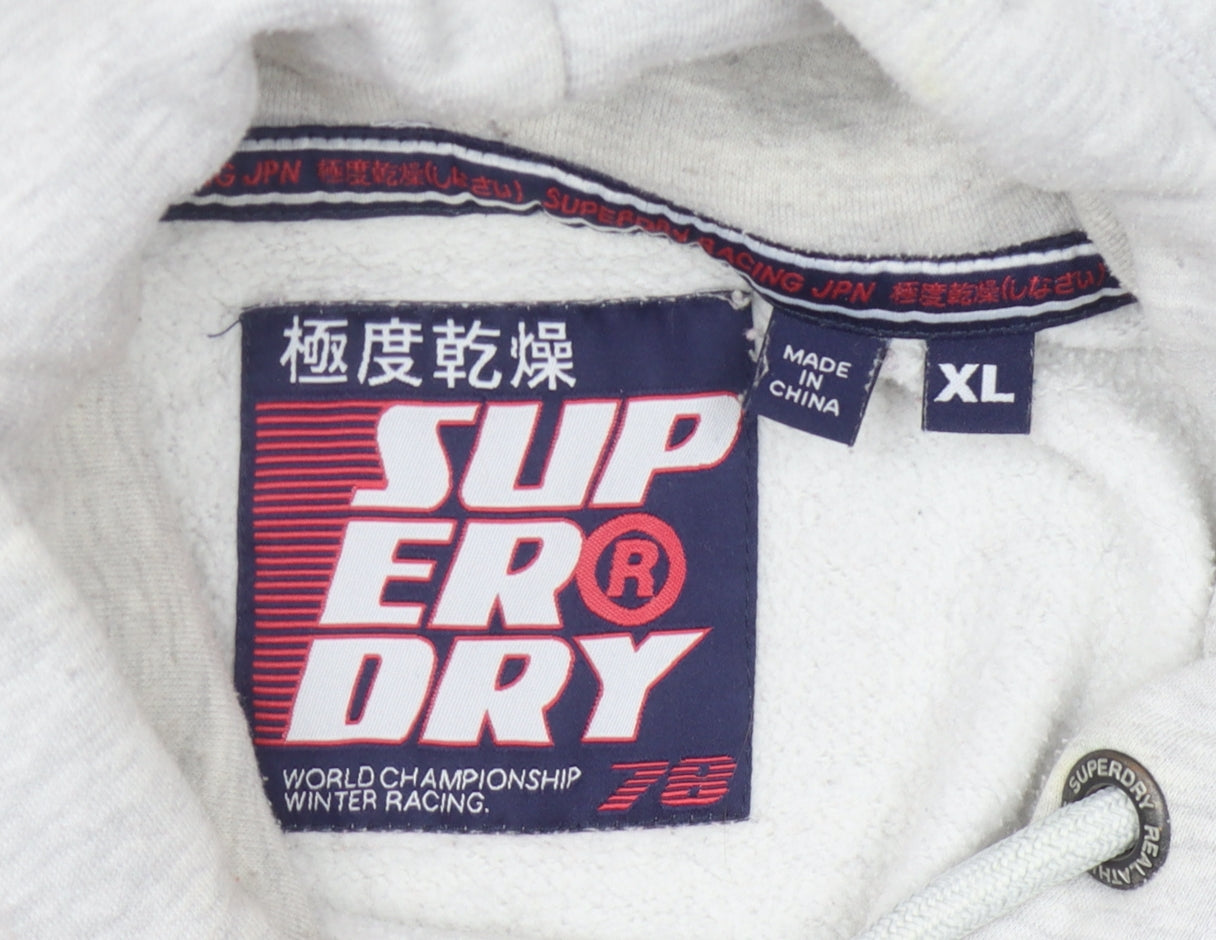 Superdry Men's XL Grey Pullover Hoodie with Logo