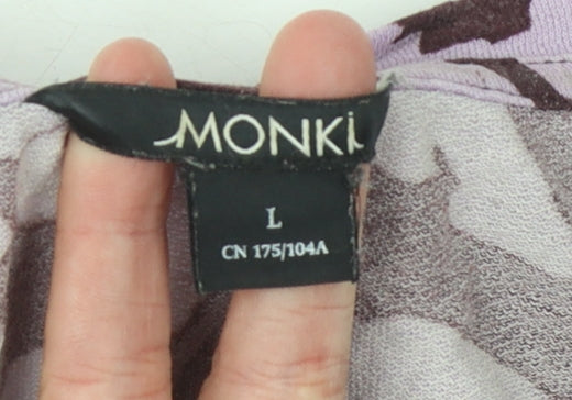 Monki Women's Purple Animal Print Long Sleeve T-Shirt