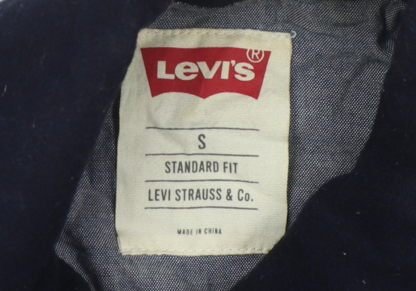 Levi's Men's Black Wool Pea Coat, Size S - Classic Style