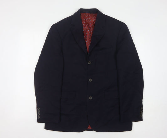 Mens 38 Chest Regular Boden Blue Three-Button Blazer