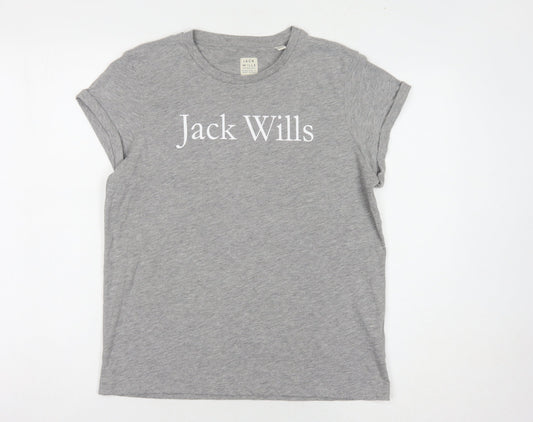 Jack Wills Women's Grey Crew Neck T-Shirt Size 10