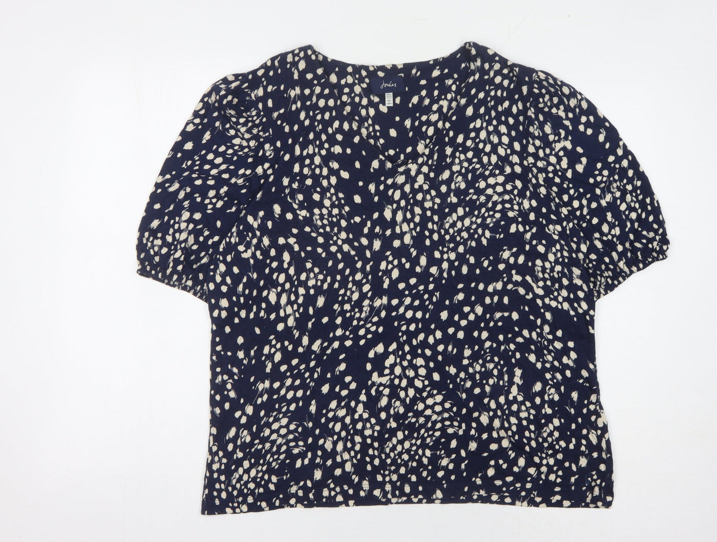 Joules Women's Blue Animal Print Puff Sleeve Top