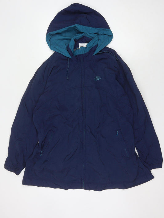 Womens UK Size L Relaxed Nike Blue Nylon Jacket