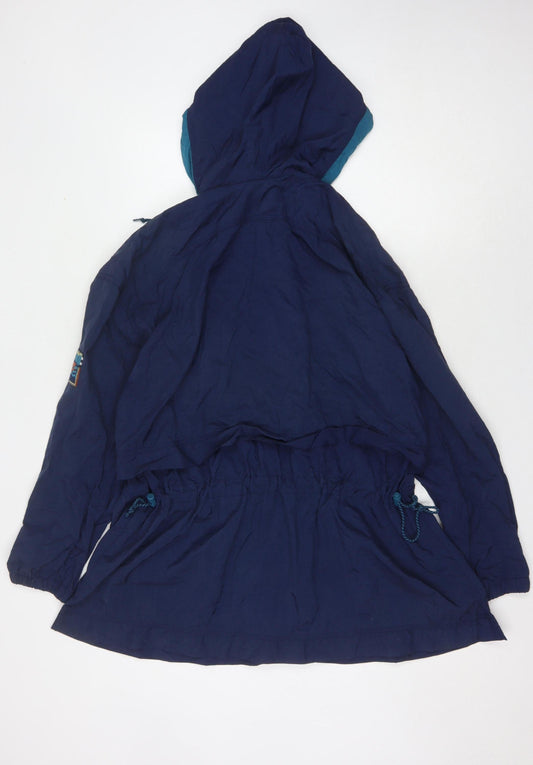 Nike Women's Blue Anorak Jacket L Hooded Sports