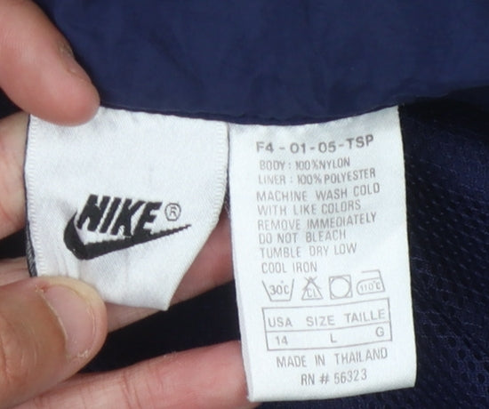 Nike Women's Blue Anorak Jacket L Hooded Sports