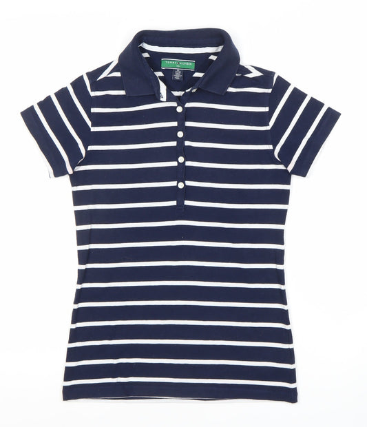 Tommy Hilfiger Women's Blue XS Polo Shirt, Striped Style