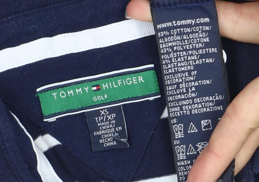 Tommy Hilfiger Women's Blue XS Polo Shirt, Striped Style