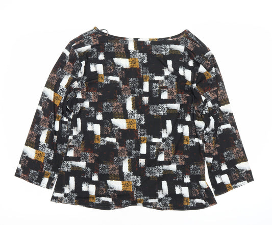 Bassini Women's Geometric Top 3/4 Sleeve Multicoloured Size 20