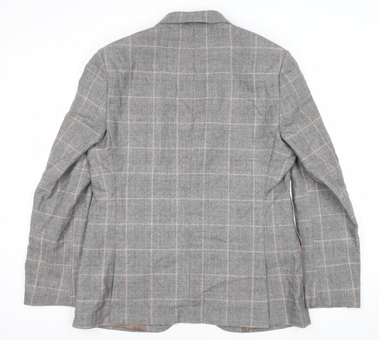 Carlo Barbera Men's Grey Check Blazer, 42 Regular Fit