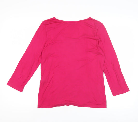 Hobbs Women's Pink Cotton 3/4 Sleeve T-Shirt M