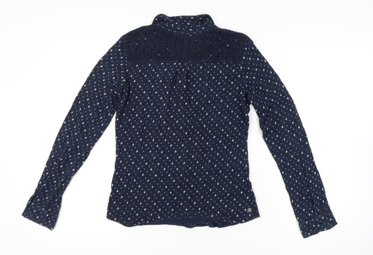 FatFace Women's Blue Geometric Button-Up Shirt, Size 10