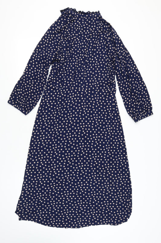 Boden Women's Blue Polka Dot Midi A-Line Dress Size 16