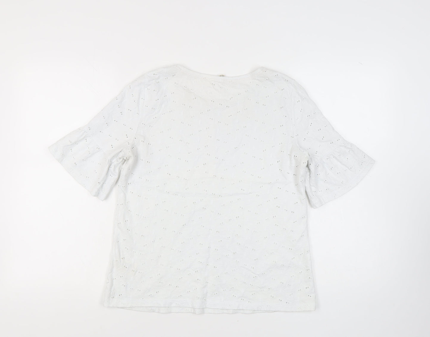 White Stuff Women's White Flared Sleeve Top Size 12