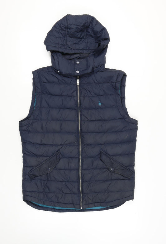 Jack Wills Blue Men's Puffer Waistcoat L Hooded