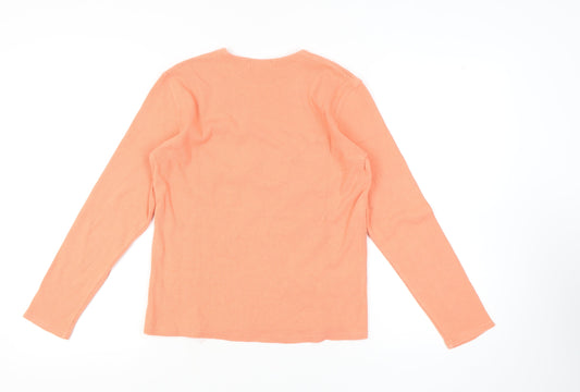 Womens UK Size L Linea Orange Cotton Blend T-Shirt