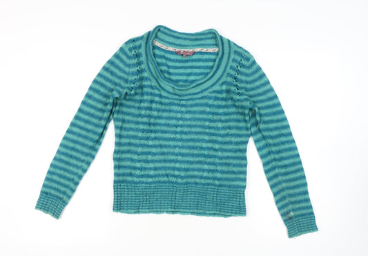 FatFace Women’s Blue Striped Cowl Neck Jumper Size 12