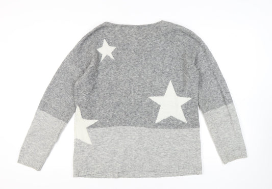 Fat Face Women's Grey Star Pullover Jumper Size 12