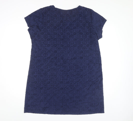 Land's End Blue Women's Dress L Short Sleeve Knit