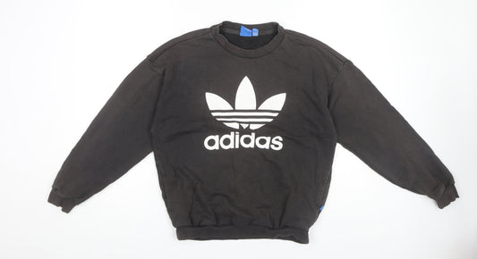 Womens UK 8 Regular adidas Black Pullover Sweatshirt
