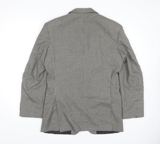 Marks and Spencer Men's Grey Check Blazer, Size 38R