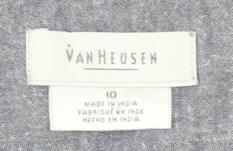 Brand and care label for Van Heusen Women's Grey Sleeveless Dress, size 10