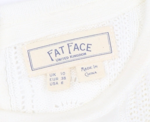 Fat Face Women Ivory Flutter Sleeve Button Top