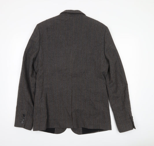 AllSaints Men's Brown Wool Blazer 38 Single-Breasted