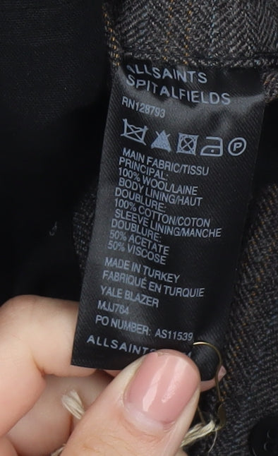 AllSaints Men's Brown Wool Blazer 38 Single-Breasted