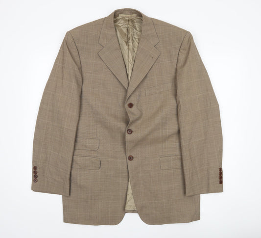 Jaeger Men's Brown Check Blazer, 50R, Regular Fit