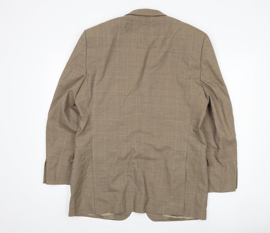 Jaeger Men's Brown Check Blazer, 50R, Regular Fit