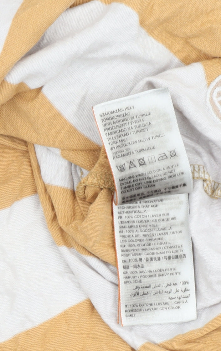 Superdry Women's Beige Striped T-Shirt UK 14