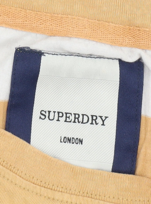 Superdry Women's Beige Striped T-Shirt UK 14