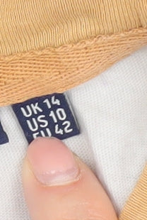 Superdry Women's Beige Striped T-Shirt UK 14