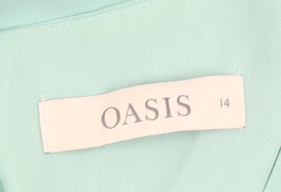 Brand and care label for Oasis Women's Green Short Sleeve Top UK 14