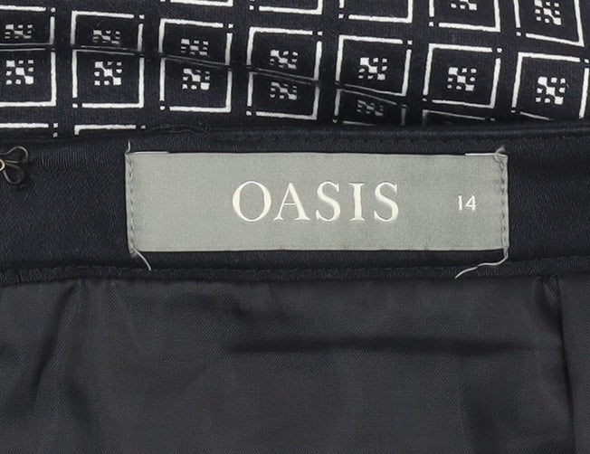 Oasis Women's Black Geometric Midi Pencil Skirt Size 14