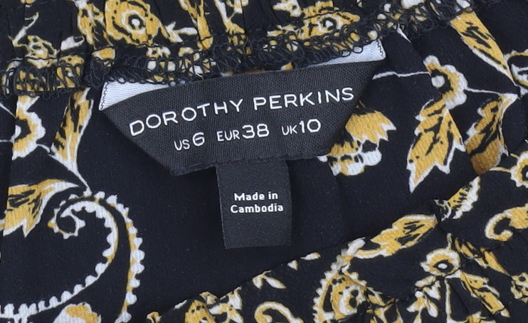 Brand and care label for Dorothy Perkins Women Black Floral Off Shoulder Top