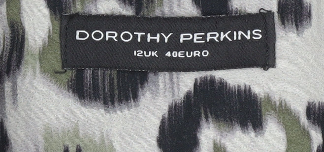 Brand and care label for Dorothy Perkins Women's Animal Print Dress, size 12