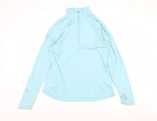 Nike Men's Blue Dri-Fit Long Sleeve Running Top - L