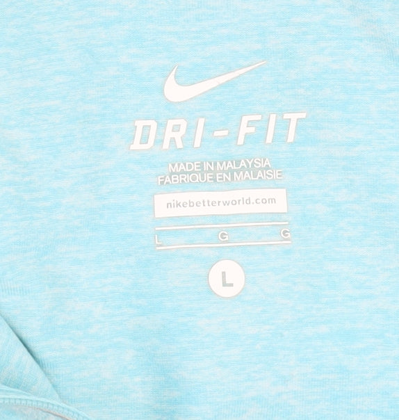 Nike Men's Blue Dri-Fit Long Sleeve Running Top - L