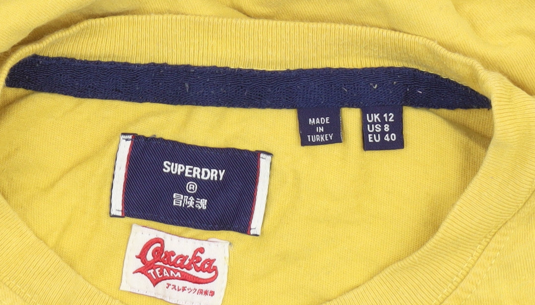 Superdry Unisex Adult Yellow Crew Neck T-Shirt Size 12