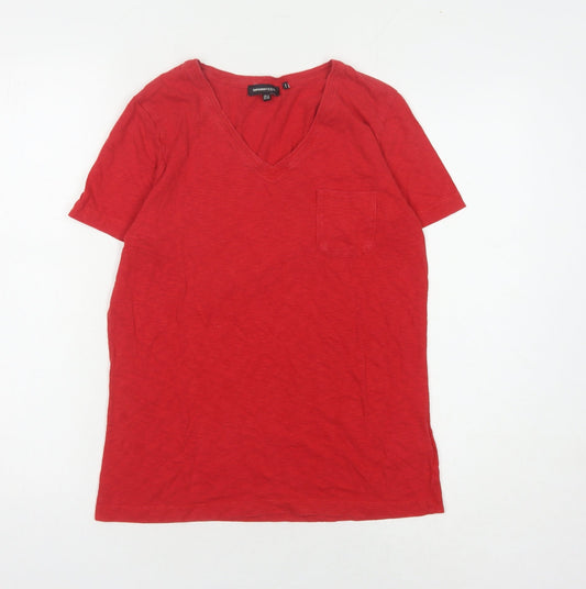 Superdry Women's Red Basic V-Neck T-Shirt - Size 2