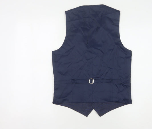 Marks and Spencer Men's Blue Check Waistcoat Size 36R
